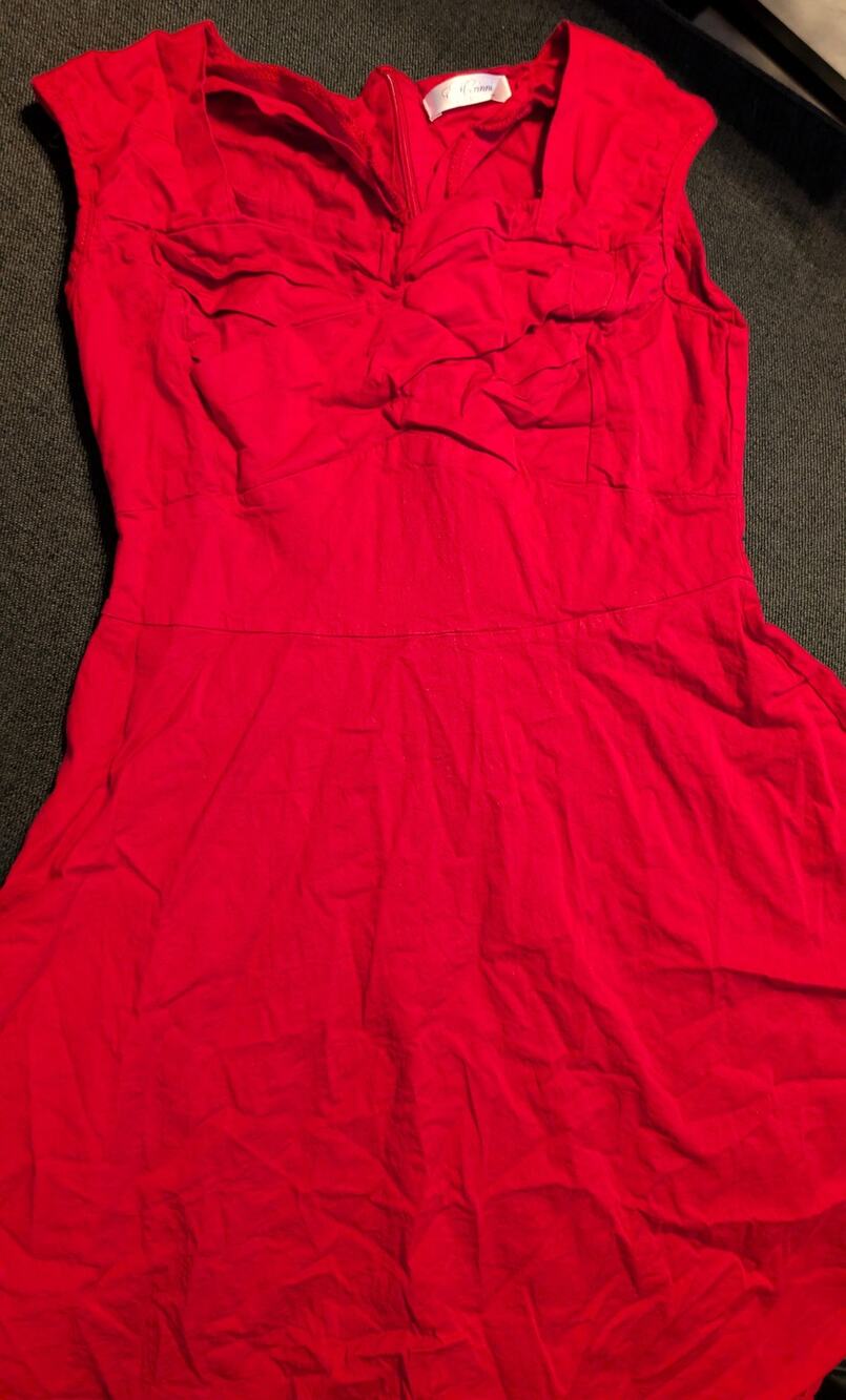 Red Sleeveless Collared Dress with Bow Detail Size Small